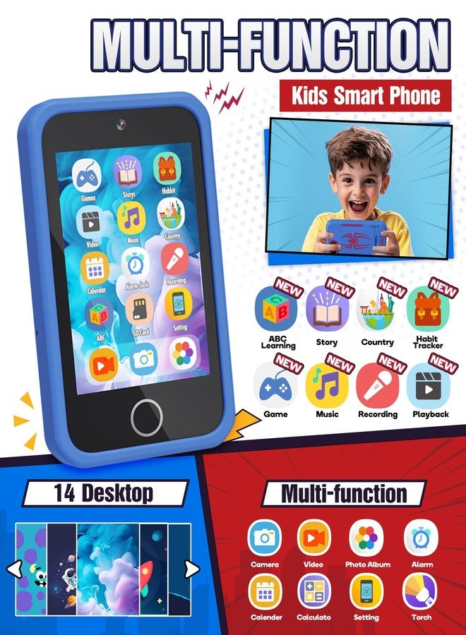 Lizzbey Kids Smart Phone, Spider Toys Phone for Boys 3 4 5 6 7 8 Years Old, Dual Camera, 3.5'' Touchscreen Kid Phones, Educational Toy for Toddler Kids Christmas Birthday Gifts, ABC Learning, Habit Tracker - Image 2
